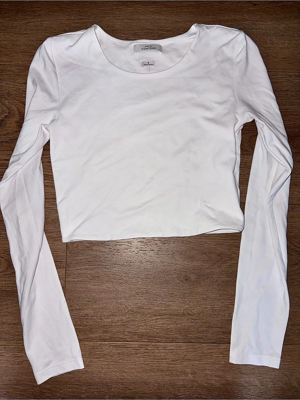 Babaton Contour Crew Longsleeve Crop Top White